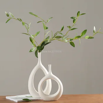 Nordic Creative White Ceramic Vase Light Luxury Ins Wind Home Salon Blat Suszone Kwiaty, Kwiaty, Dekoracje