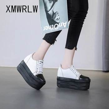 XMWRLW Damskie trampki na platformie 2020 jesień zasznurować casual buty do biegania dla kobiet na płótnie buty z gruba podeszwa Damskie trampki na platformie