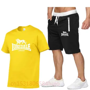 2021 gorące lato koszulka spodnie garnitur wypoczynek marki Lonsdale fitness jogging spodnie koszulka szorty moda męska odzież sportowa