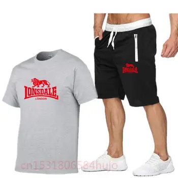 2021 gorące lato koszulka spodnie garnitur wypoczynek marki Lonsdale fitness jogging spodnie koszulka szorty moda męska odzież sportowa