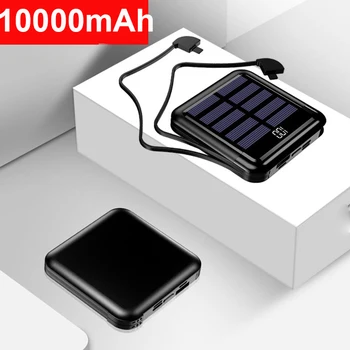 10000mAh Mini Solar Power Bank-przenośna szybka ładowarka pełne lustro wyświetlacz led zewnętrzny Powerbank bateria Poverbank do telefonu