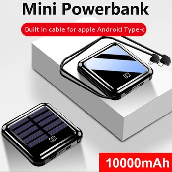 10000mAh Mini Solar Power Bank-przenośna szybka ładowarka pełne lustro wyświetlacz led zewnętrzny Powerbank bateria Poverbank do telefonu