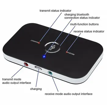 Zmodernizowany Bluetooth 5.0 audio nadajnik odbiornik RCA 3,5 mm AUX Jack USB Dongle Music bezprzewodowy adapter do samochodowych PC TV słuchawek