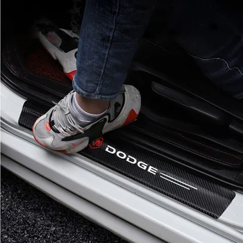 4szt próg drzwi samochodu węglowy ochraniacz progu drzwi strażnicy naklejki dla Dodge journey ram 1500 challenger Kaliber nitro ładowarka