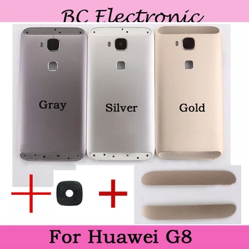 Szary srebrny złoty z tyłu aparatu szyba tylna pokrywa obudowy baterii drzwi w komplecie+przycisk regulacji głośności, zasilania dla Huawei G8 tylna pokrywa etui