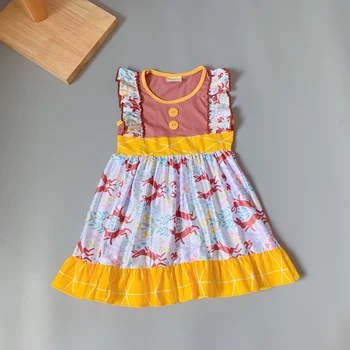 2020 NEW girl Summer Easter bunny rabbit wzór frock butik dzieci dzieci dzieci z plisami little girl princess dress