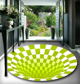 3D okrągły dywan do salonu prosty czarny i biały 3D stereo vision dywan antypoślizgowe dywany urządzony w luksusowym Domu dywanik do sypialni