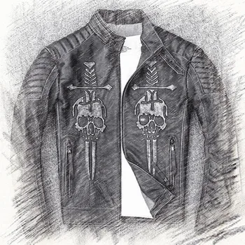 2020 Vintage Black Men Skulls kurtka skórzana damska z kołnierzykiem stojakiem z naturalnej skóry wołowej Slim Fit мотоциклетное skórzany płaszcz