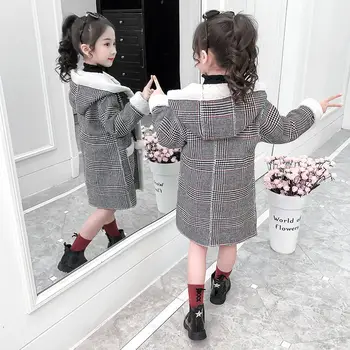 2020 jesień dziewczyny plus aksamitna płaszcz, wspaniałe dziecko jesienno-zimowy płaszcz w stylu koreańskim однобортное