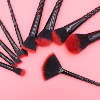 Red Hair Unicorn Makeup Brushes Set Powder Foundation Brush Eye Shadow Sprial Blending Brush Women Beauty Tools Maquiagem