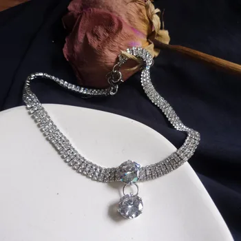 Kpop Rhinestone Shining Metal Personality Designed Neck Chocker Chain Naszyjnik dla Egirl Women BFF estetyczną ozdobą biżuterii