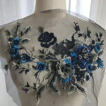 5 kolorów perły frezowanie 3D kwiaty Diy łatkę przyszyć koronki łaty suknia ślubna dekoracje kwiatowe patch garnitur LNY9179