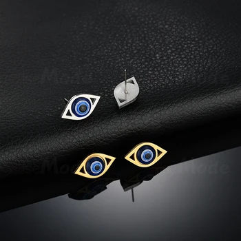 Elsemode Blue Evil Eye Crystal Amulet zestawy biżuterii dla kobiet srebrny kolor złoto stal nierdzewna tureckie naszyjniki kolczyki zestawy