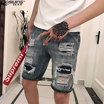 Sprzedaż hurtowa 2020 letnie hip-hop młodzież psychiczny chłopak poszarpane dziury denim jeans hombre Męskie spodnie koreańskie cienkie spodenki spodnie