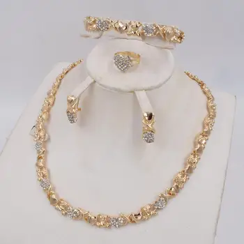 XOXO jewelry set women Highquality 18k gold plating Fashion Hear Bear wedding naszyjnik earring set