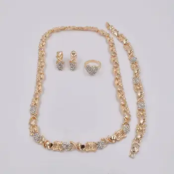 XOXO jewelry set women Highquality 18k gold plating Fashion Hear Bear wedding naszyjnik earring set