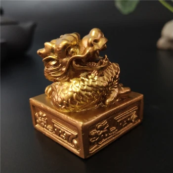 Złoty Smok Chiński Posąg Statuetki Imperial Jade Drukowanie Rzemiosła Dekoracji Domu Feng Shui Rok Zodiaku Smok Rzeźba Rzeźby