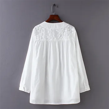 Jesienna koszula z długim rękawem biała czarna koronka bluzka V-neck biurowe damska koszula damska casual Tencel Oversize G5-1817