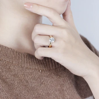 Трансгемы 14K 585 dwukolorowe złoto муассанит pierścionek zaręczynowy dla kobiet centrum 2ct 8 mm F kolor муассанит Złoty pierścionek z naciskiem