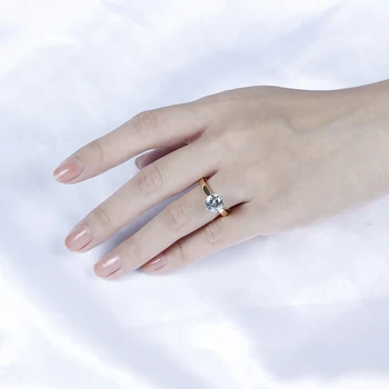 Трансгемы 14K 585 dwukolorowe złoto муассанит pierścionek zaręczynowy dla kobiet centrum 2ct 8 mm F kolor муассанит Złoty pierścionek z naciskiem