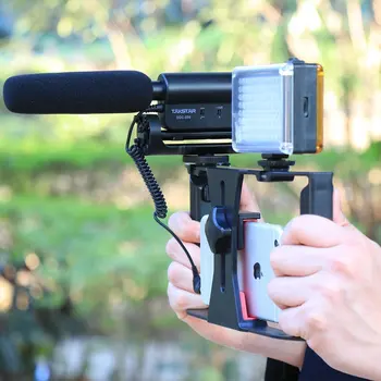 Przenośny U Rig Pro Smartphone Video Rig Mobile Vlogging Filmmaking stabilizator z 1/4 mocowaniem śrubowym do zimnej stopki dla iPhone Xiaomi