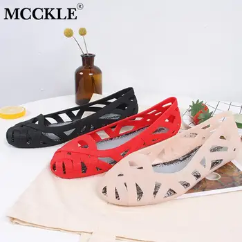 MCCKLE letnie damskie sandały puste płaskie buty Damskie sandały poślizgu na modne miękkie, lekkie slajdy damskie wygodne buty plażowe