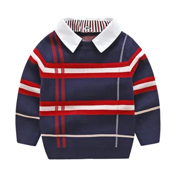 Chłopcy Piękne Pasiaste Swetry Jesień Zima 2019 Chłopiec Sweterek Z Długim Rękawem Z Dzianiny Casual Sweter Dzieci Ciepłe Dzianiny Szczyty