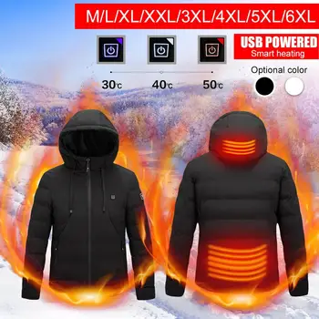 6XL duży rozmiar grzewcza kurtka USB ogrzewanie трехскоростной termostat męskie bawełniane ubrania elektryczna grzewcza kurtka zimowa ciepła odzież