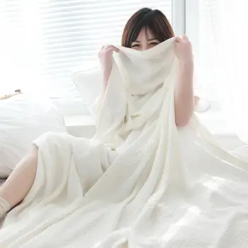 Japonia bawełna wafel letni kocyk dla sofa ręcznik, koc dla kobiet owinąć kocem sen koce rzucić koc dla samochodu biuro