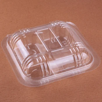 100pcs jednorazowe plastikowe pudełko opakowania pudełka z pokrywką przezroczyste plastikowe pudełka 4 siatki na wynos jedzenie owoców ciasto