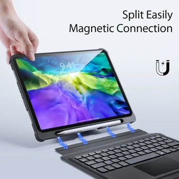 Bezprzewodowa klawiatura Bluetooth z touchpadem do Apple iPad Pro 11 Air 4 2020 Smart Flip 360 Full Protection Case Cover odpinany