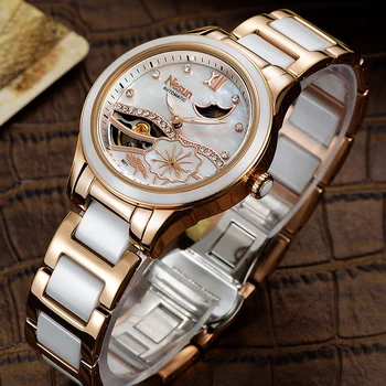 NESUN Switzerland damskie mechaniczne zegarki luksusowe top marki zegarek automatyczny Самозавод wodoodporny fazy Księżyca zegarek kobiet