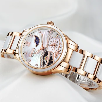 NESUN Switzerland damskie mechaniczne zegarki luksusowe top marki zegarek automatyczny Самозавод wodoodporny fazy Księżyca zegarek kobiet