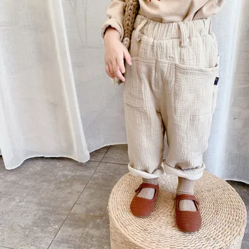 Highwaist bawełna mały chłopiec casual spodnie, odzież Dziecięca jesień zima dzieci koreański styl aksamit dziewczyny jesienne spodnie