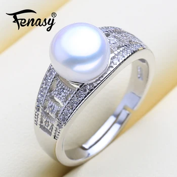 FENASY 925 srebrny pierścień luksusowe naturalne słodkowodne pierścień dla kobiet kobieca partia ślubne wykwintne biżuteria