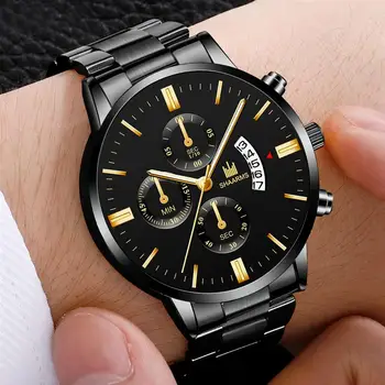 Luksusowe męskie zegarek ze stali nierdzewnej data kwarcowy zegarek męski zegarek moda wojskowe Męskie zegarki sportowe czarny zegarek 2019 zegarki męskie