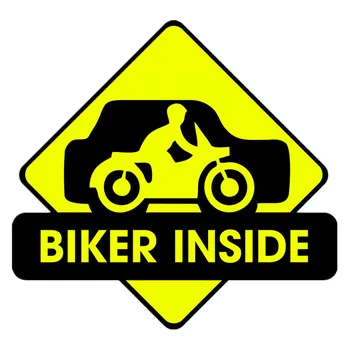 Przystojny mężczyzna rowerzysta wewnątrz samochodu naklejki motocykl naklejki pokrywa rysy wodoodporny zabawny samochód-stylizacja PVC 14cm x 15cm