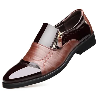 Dwayne nowa wiosenna moda Oxford biznes mężczyźni sukienka buty wysokiej jakości miękkie codzienne oddychające męskie mieszkania zamek garnitur buty 5