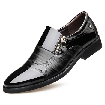 Dwayne nowa wiosenna moda Oxford biznes mężczyźni sukienka buty wysokiej jakości miękkie codzienne oddychające męskie mieszkania zamek garnitur buty 5