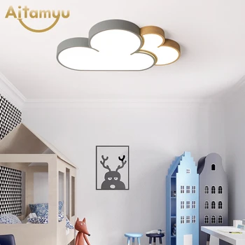 Podwójne chmurze led lampy sufitowe z pilotem szary lampa sufitowa do salonu dziecięcej sypialni oświetlenie