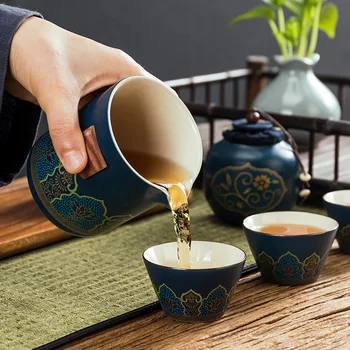 Nowy chińskiego Kung-Fu tea zestaw przenośny czajnik Ceramiczny zestaw odkryty podróży гайвань filiżanki ceremonii parzenia herbaty filiżanka do naczynia do picia piękny prezent