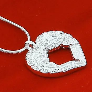 Nowy modny styl 925 Srebrny naszyjnik moda Skrzydła Anioła serce wisiorek naszyjnik dla kobiet wykwintne biżuteria