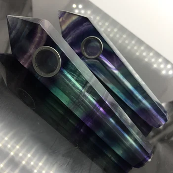 Naturalny kolorowy fluoryt kwarcowy kryształ rurka z gaźnikiem różdżka uzdrowienie Kryształ punkt fajka domowy wystrój ozdoba rękodzieło
