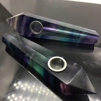 Naturalny kolorowy fluoryt kwarcowy kryształ rurka z gaźnikiem różdżka uzdrowienie Kryształ punkt fajka domowy wystrój ozdoba rękodzieło