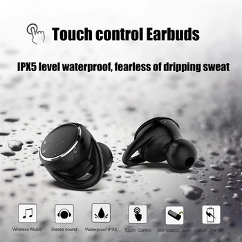 BS01 Press HD Stereo TWS zestaw słuchawkowy Bluetooth,bezprzewodowa sportowy zestaw słuchawkowy z obrotową ładowania pokrywą, chronione od potu współpracujące zestawu słuchawkowego