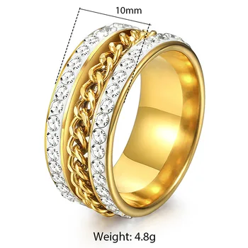 4 kolory męskie pierścień lodu rhinestone Krawężnik łańcuch pierścionek zaręczynowy dla mężczyzn moda biżuteria prezenty Dropshipping 8/10 mm GR54