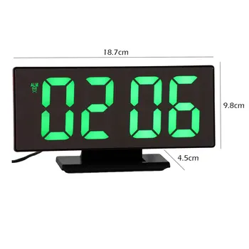 Budzik cyfrowy LED lusterko zegarek elektroniczny wielofunkcyjny duży wyświetlacz LCD cyfrowy zegar na biurko z kalendarzem temperatury