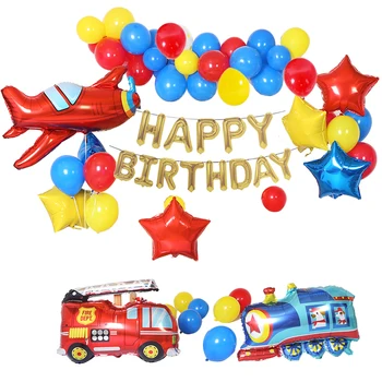 Kreskówka Airplan Globos chłopcy wszystkiego najlepszego z Okazji Urodzin DIY dekoracji strażacki folia balon dusza dziecka wystrój tło prezenty dla dzieci