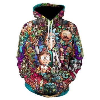 Garnitur 2020 jesień męska i odzież damska kreskówka Rick druku 3D Morty bluzy bluzy cosplay z kapturem, bluzki sweter prop