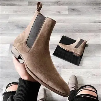 Moda męska замшевая obuwie wysokiej jakości retro jednolity kolor poślizgu na męskie buty moda casual Zapatos De Hombre HA703